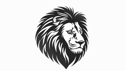 Obraz premium Bold black and white lion head illustration on a clean white background