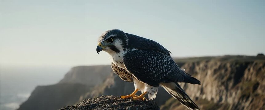 Peregrine Falcon on Rugged Cliff