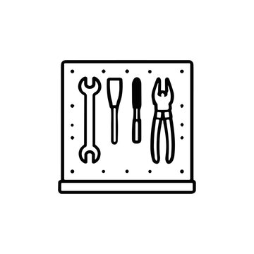 Tool Pegboard icon logo flat vector design