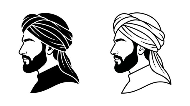 two turbaned men silhouettes turban silhouette profile