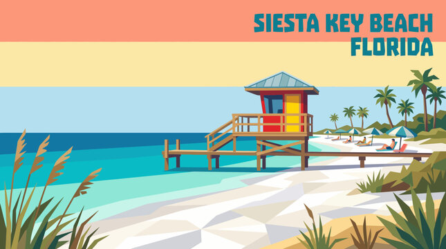 siesta key west beach florida tropical shoreline with crystal clear ocean water and relaxing travel destination atmosphere