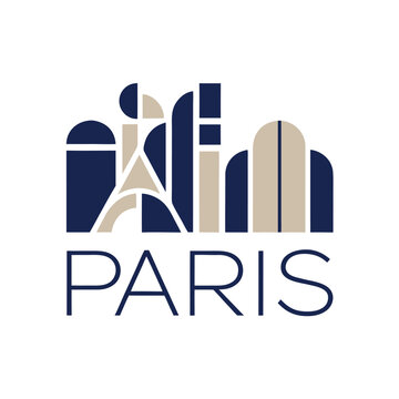 Paris city business logo vector illustration featuring flag text city symbol silhouette business logo design vector outline 