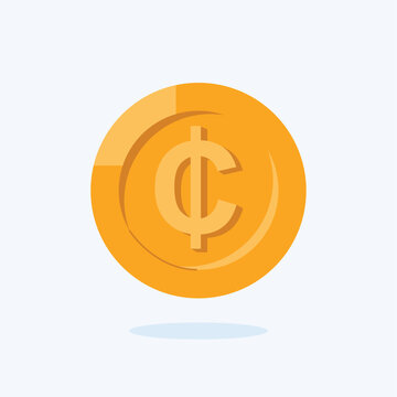 ghanaian cedi Currency Symbol on Golden Coin Icon