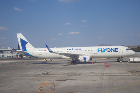 Flyone Airbus A321 Aircraft Parked At Chisinau International Airport - Bucuresti, Romania - March 15 2026