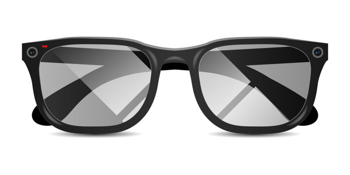 Modern Smart Glasses with Video Camera. High-tech Wearable Device Sunglasses Vector Mockup