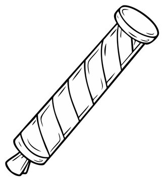 Cartoon stick of peppermint candy illustration, twisted lines, wrapped end for design elements or children's books