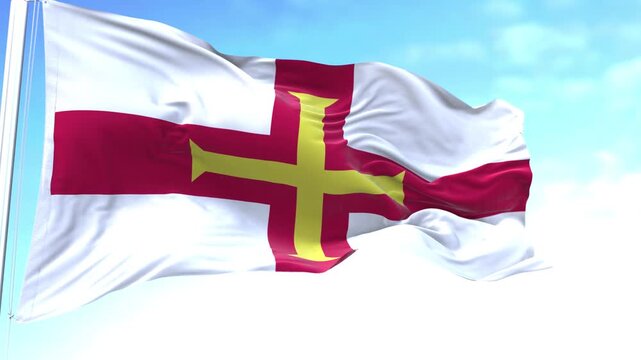 Guernsey Horizontal Flag in the Sky Speed Waving