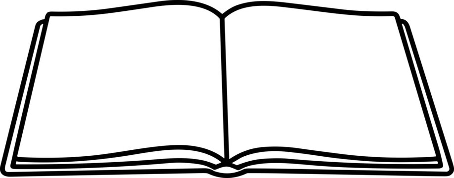 Open Blank Book Icon, Line Art Illustration