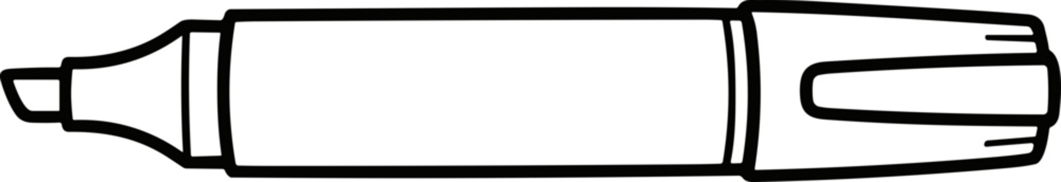Simple line drawing of a highlighter pen on a white background