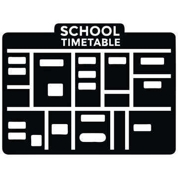 Educational school timetable grid layout vector silhouette illustration design element.