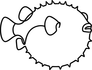 Minimalist Line Art Pufferfish Illustration - One Line Drawing © Sujarwo