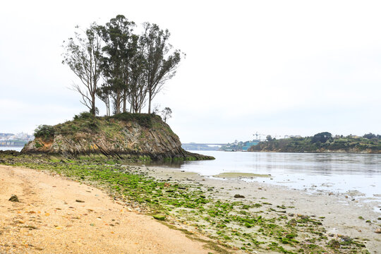 The Turullon islet on Salias beach in Castropol town, Asturias