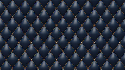 Fototapeta premium Deep Navy Blue Tufted Fabric with Bronze Studs Texture
