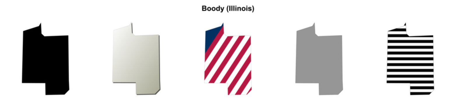 Boody (Illinois) blank outline map set