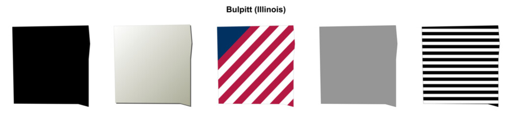 Fototapeta premium Bulpitt (Illinois) blank outline map set