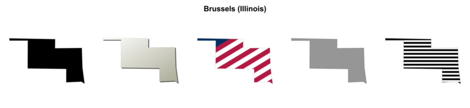 Brussels (Illinois) blank outline map set