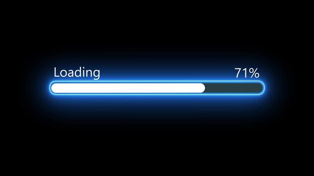 Loading bar downloading bar and progress loading Complete, 0 to 100 percent loading animation on black background.Motion graphics of loading concept