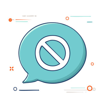 Prohibition sign in a speech bubble, flat design icon
