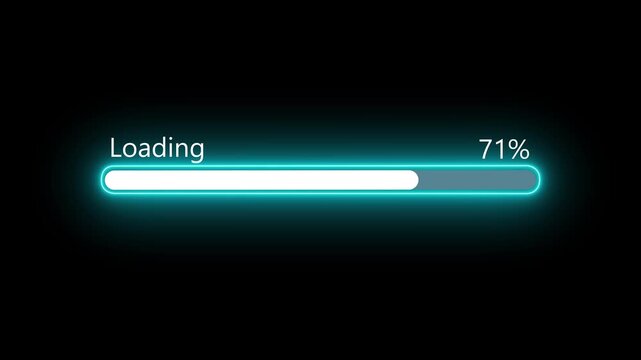 Loading bar downloading bar and progress loading Complete, 0 to 100 percent loading animation on black background.Motion graphics of loading concept