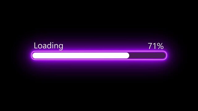 Loading bar downloading bar and progress loading Complete, 0 to 100 percent loading animation on black background.Motion graphics of loading concept
