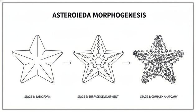 Asteroidea Morphogenesis Stages Diagram - Illustration of Star Shape Development