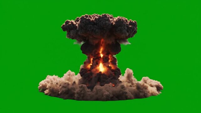 Nuclear explosion, mushroom cloud, fireball, destruction, disaster