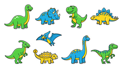 Cute Cartoon Dinosaur Collection: Jurassic Creatures for Kids and Education © tempe