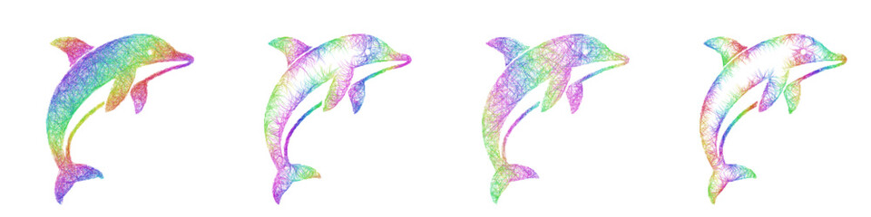 Multicolor sketch dolphin icon design set © David Zydd