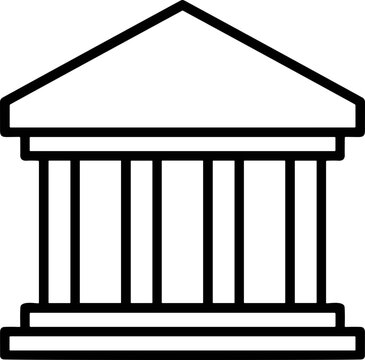Simple Outline of a Classical Building with Columns and Pediment