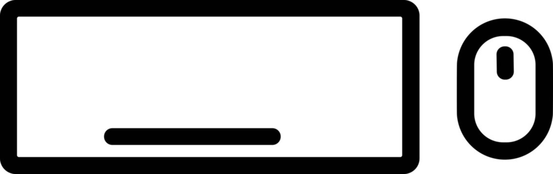 Minimalist keyboard and mouse icon, digital devices, technology symbol.