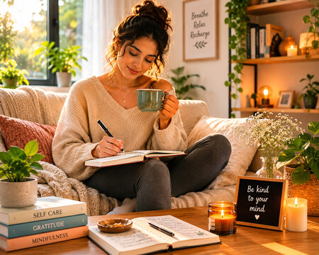 woman reading newspaper