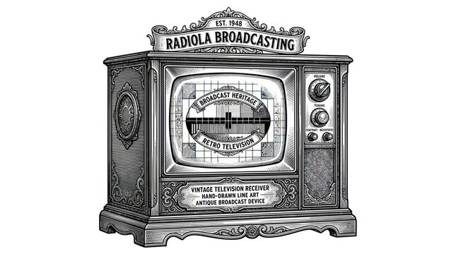 Vintage Television Receiver, Retro Broadcast, Antique Broadcasting Device