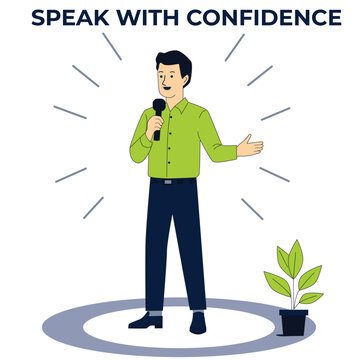 Speak With Confidence Concept Illustration &ndash; Public Speaking, Communication Skills, Presentation and Leadership Vector
