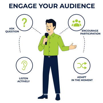 Engage Your Participation Concept Illustration &ndash; Audience Engagement, Interactive Communication and Public Speaking Vector
