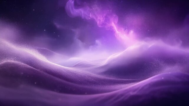 Soft violet dust particles floating in dreamy haze with slow currents and calm abstract glow