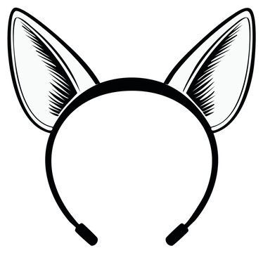 Black dog ears headband cartoon illustration for dress up and costume accessory
