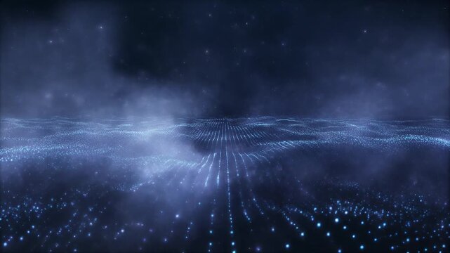 Layered cosmic dust drifting across deep space with sparkling particles and smooth ambient depth
