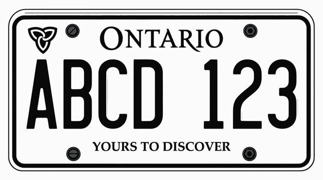 Ontario License Plate - ABCD 123 - Yours to Discover