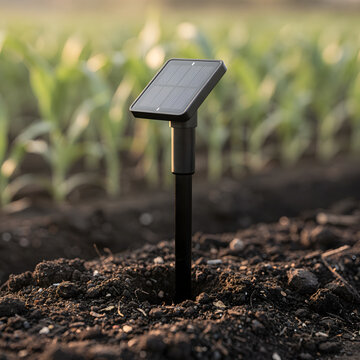 Smart agriculture soil moisture sensor probe with solar panel
