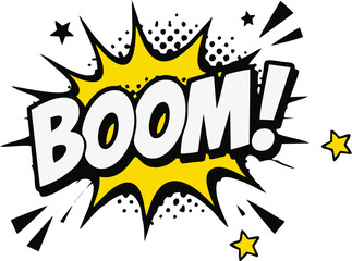 Comic BOOM Sound Effect Explosion Burst Pop Art Vector © Rizal