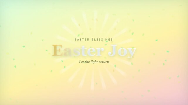 Easter Joy typographic greeting on soft pastel spring background
