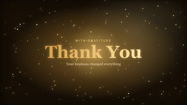 Elegant thank you message with glowing gold particles background