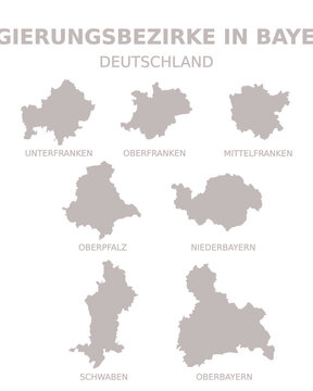 Vector Map of districts of Bavaria region, Germany