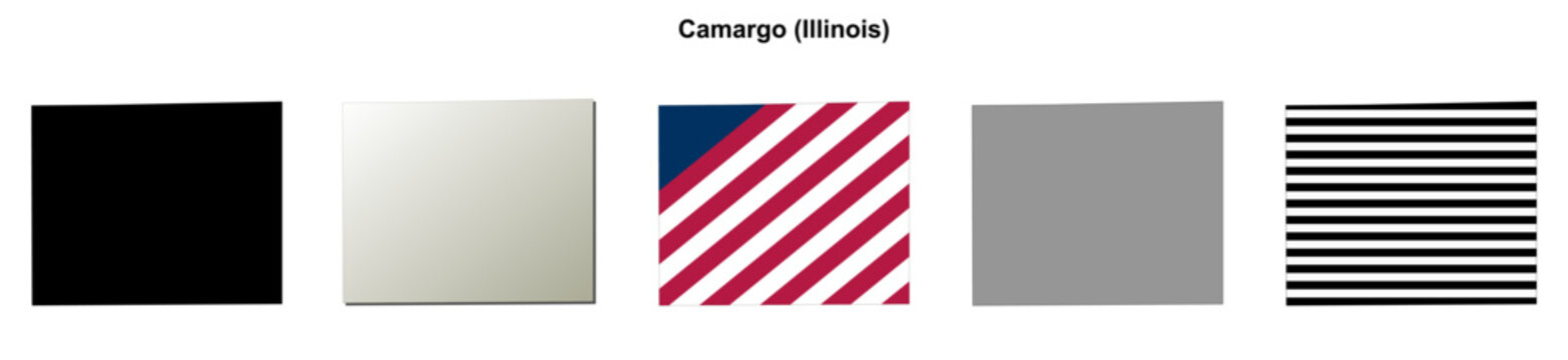 Camargo (Illinois) blank outline map set