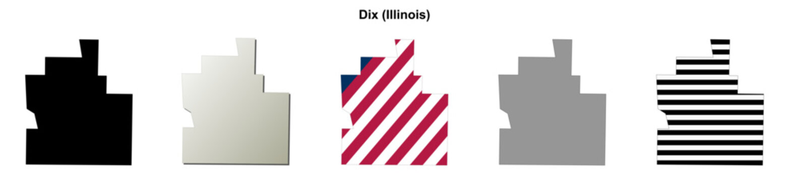 Dix (Illinois) blank outline map set