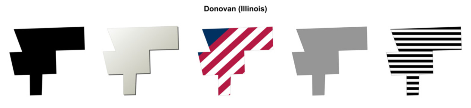 Donovan (Illinois) blank outline map set