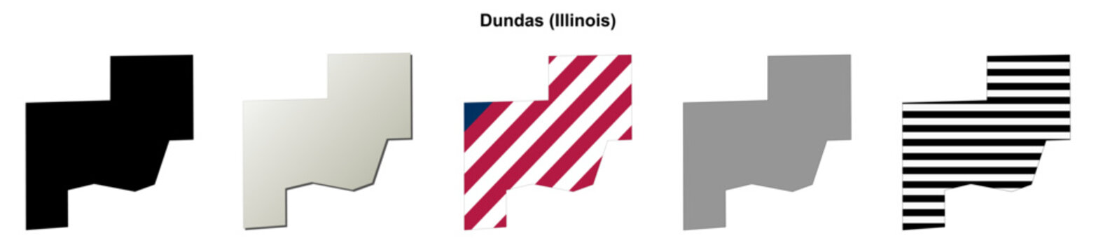 Dundas (Illinois) blank outline map set