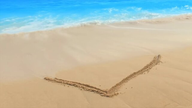 Heart shape drawn in sand on a sunny beach