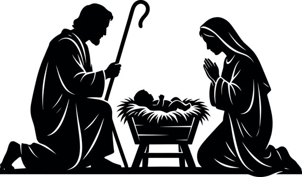 nativity scene silhouette joseph mary