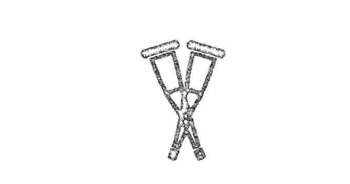 Sketch crutches icon animation - smooth progressive reveal